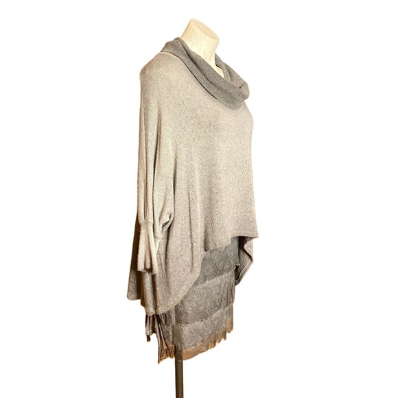 Cashmere Angora Blend Scandal gray sweater dress silk frayed ombré color sz M/L - Picture 4 of 12